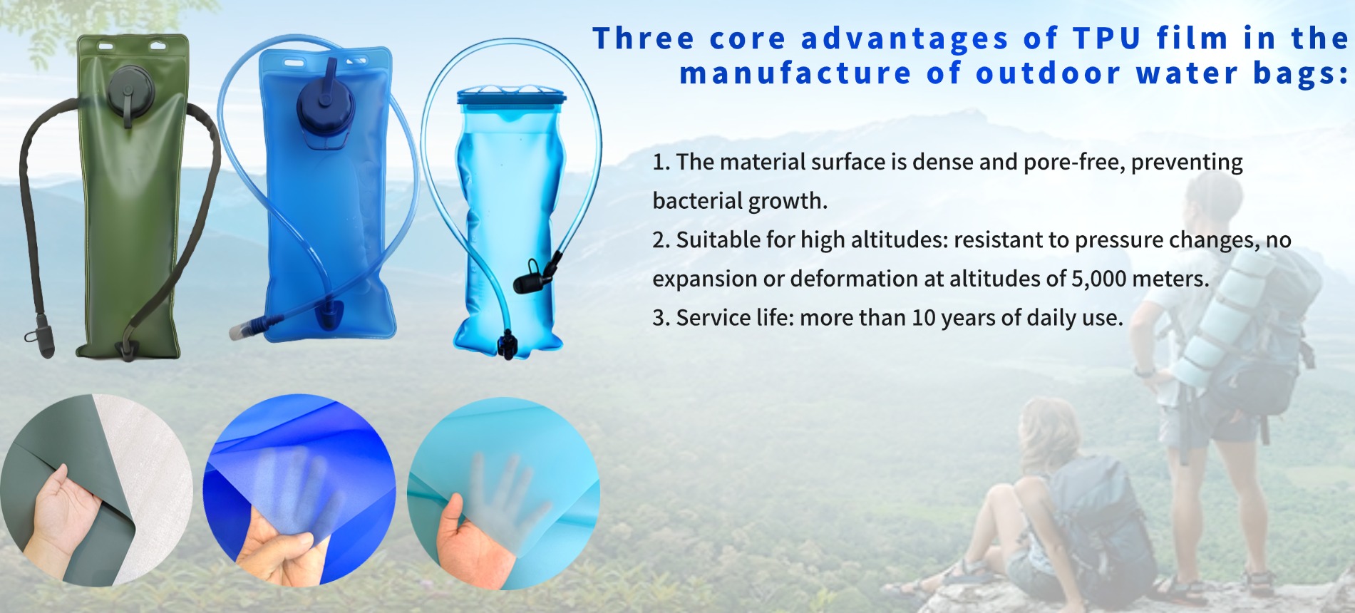 TPU film empowers high end sports hydration packs supplied by GREEN TPU providing flexible durable and safe material ideal for professional outdoor and athletic use