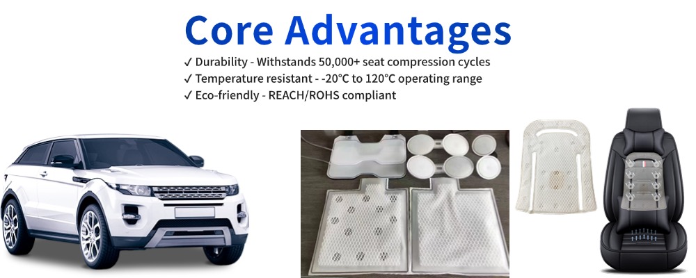 Collection of seat ventilation airbags made with transparent matte TPU film providing flexible durable flame retardant and environmentally friendly material suitable for automotive applications