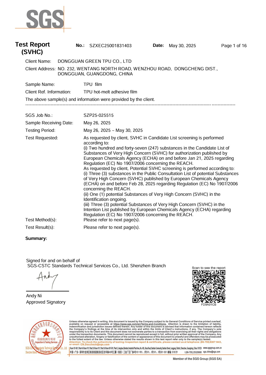 SGS REACH 247 SVHC Report